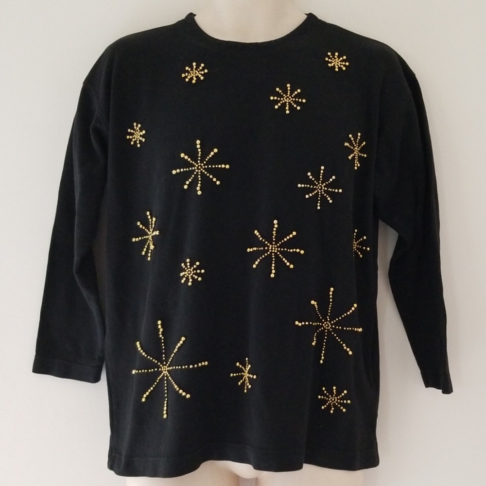 Chaus Sport Black Long Sleeve Women's Shirt Sz M